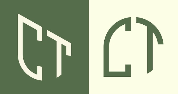 Paquete creativo simple de diseños de logotipos de letras iniciales CT