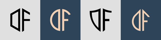 Paquete creativo simple de diseños de logotipos de letras iniciales DF
