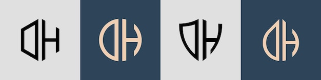 Paquete creativo simple de diseños de logotipos de letras iniciales DH