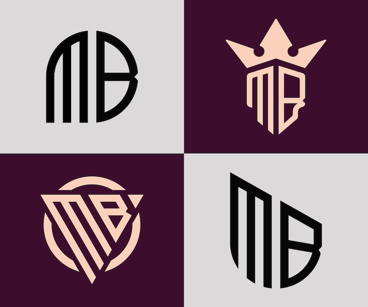 Vector paquete creativo simple de diseños de logotipos de letras iniciales mb