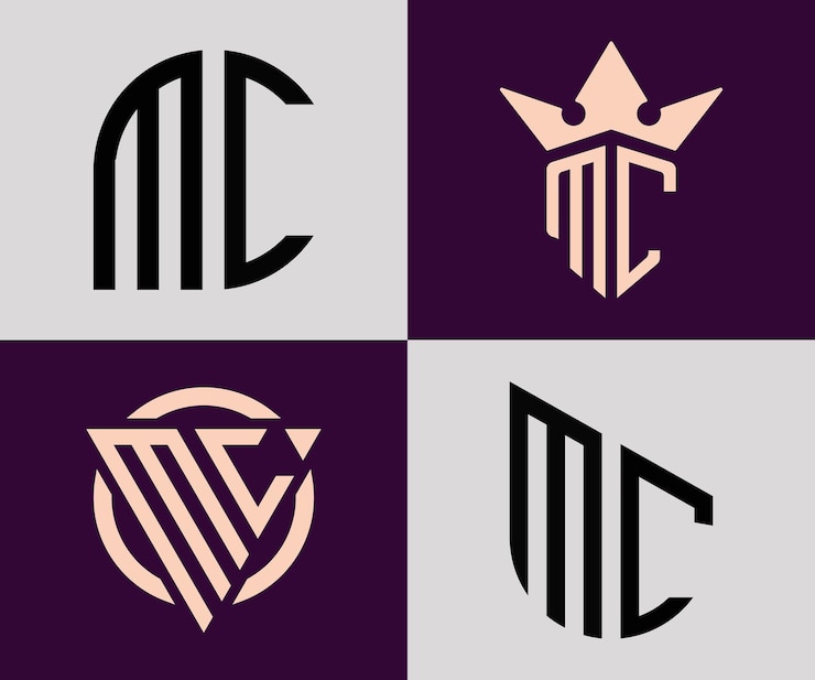 Vector paquete creativo simple de diseños de logotipos de letras iniciales mc