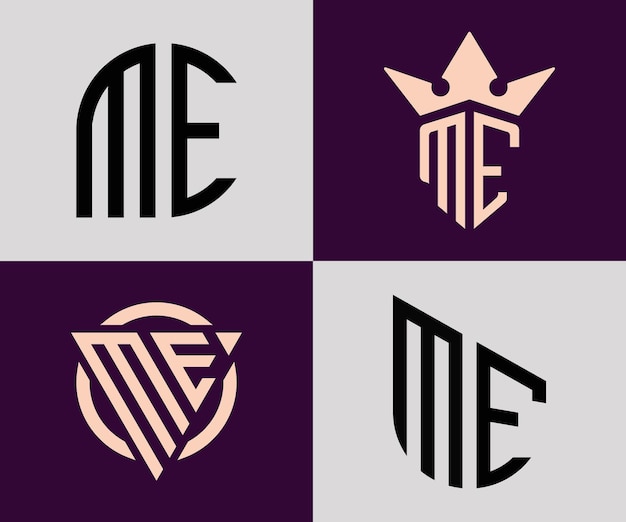 Paquete creativo simple de diseños de logotipos de letras iniciales ME