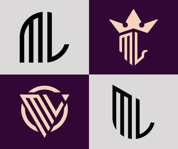 Vector paquete creativo simple de diseños de logotipos de letras iniciales ml