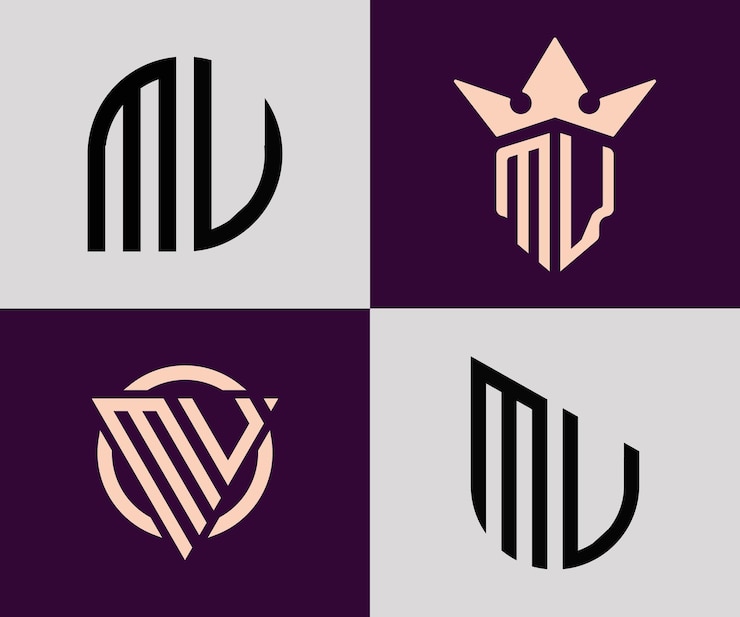 Vector paquete creativo simple de diseños de logotipos de letras iniciales mu