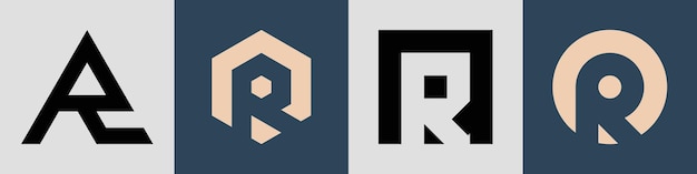 Paquete creativo simple de diseños de logotipos de letras iniciales R