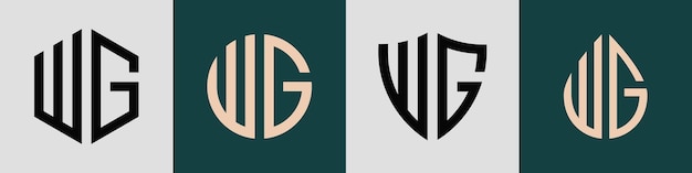 Paquete creativo simple de diseños de logotipos de letras iniciales WG