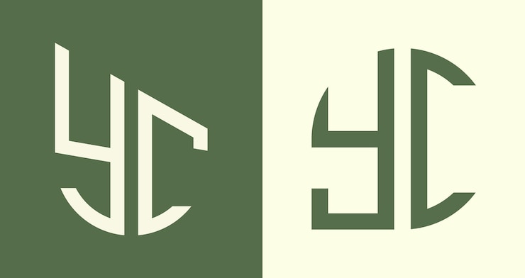 Vector paquete creativo simple de diseños de logotipos de letras iniciales yc