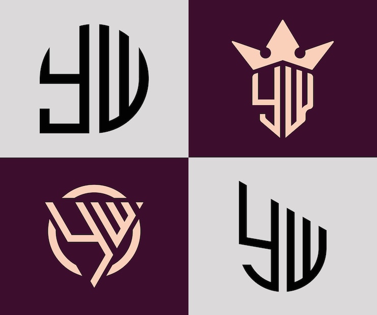 Vector paquete creativo simple de diseños de logotipos de letras iniciales yw