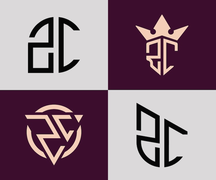 Vector paquete creativo simple de diseños de logotipos de letras iniciales zc