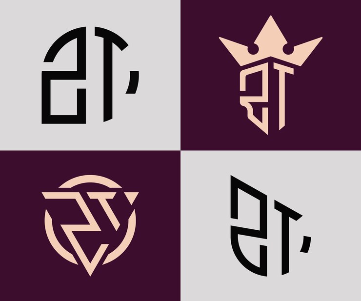 Vector paquete creativo simple de diseños de logotipos de letras iniciales zt