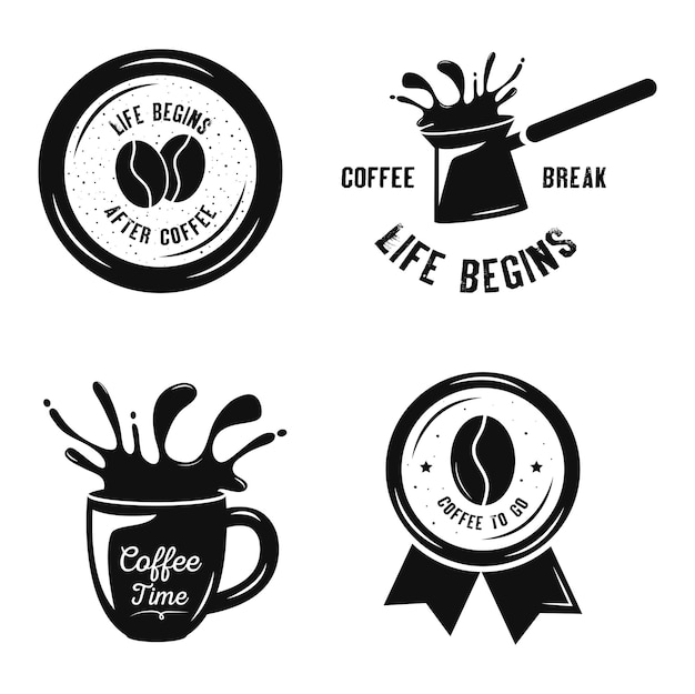 Paquete de cuatro bebidas de café set iconos, diseño de ilustraciones