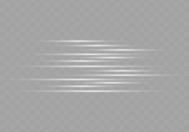 Paquete de destellos de lente horizontal blanca Conjunto abstracto de destellos de luz rayos láser brillantes linedVector