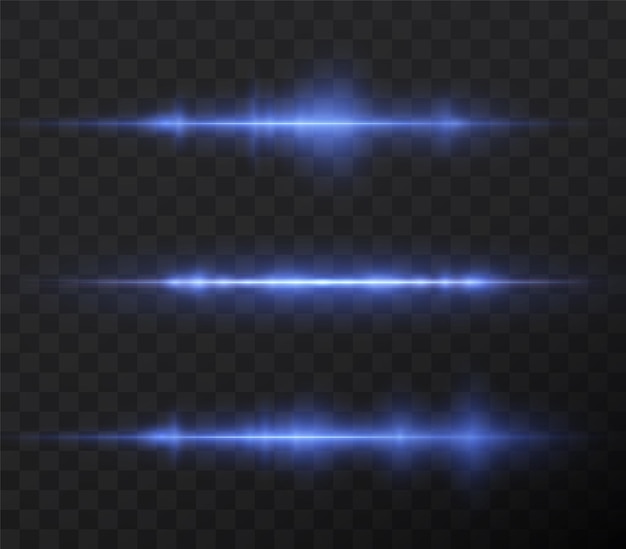 Paquete de destellos de lente horizontal de neón Rayos láser Rayos de luz horizontales Línea PNG de luz