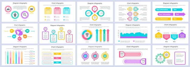 Paquete de diapositivas de presentación de infografías de negocios y finanzas