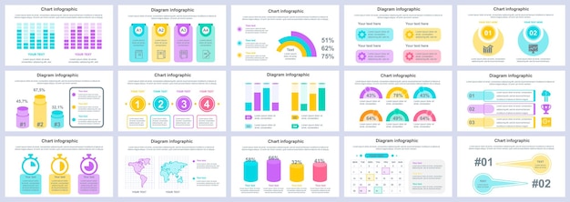 Paquete de diapositivas de presentación de infografías de negocios y finanzas