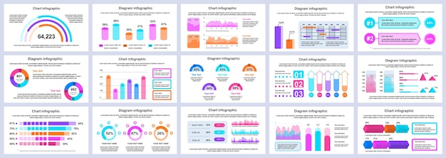 Paquete de diapositivas de presentación de infografías de negocios y finanzas