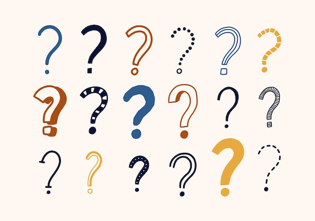 Paquete de dibujos garabatos de signos de interrogación