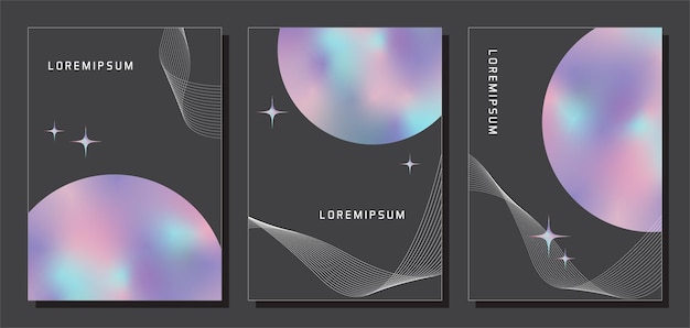 Paquete de diseño abstracto holográfico de diseño de póster