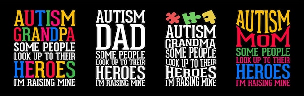 Paquete de diseño de camiseta de autismo Camiseta de autismo Vector Colección de diseño de camiseta de autismo