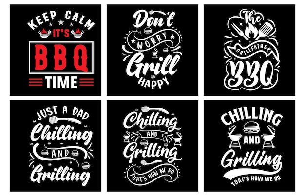 Paquete de diseño de camiseta de barbacoa. Gráficos vectoriales de barbacoa. Tipografía de parrilla de barbacoa. Paquete SVG de barbacoa