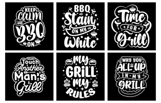 Paquete de diseño de camiseta de barbacoa. Gráficos vectoriales de barbacoa. Tipografía de parrilla de barbacoa. Paquete SVG de barbacoa