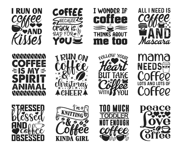 Paquete de diseño de camiseta de café Camiseta de café Vector Colección de diseño de camiseta de café