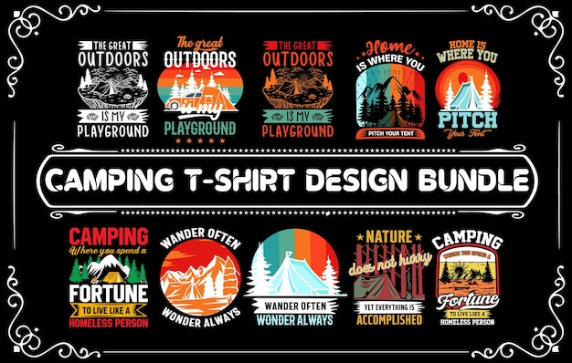 Paquete de diseño de camiseta Camping Explore