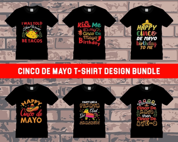 Vector paquete de diseño de camiseta cinco de mayo