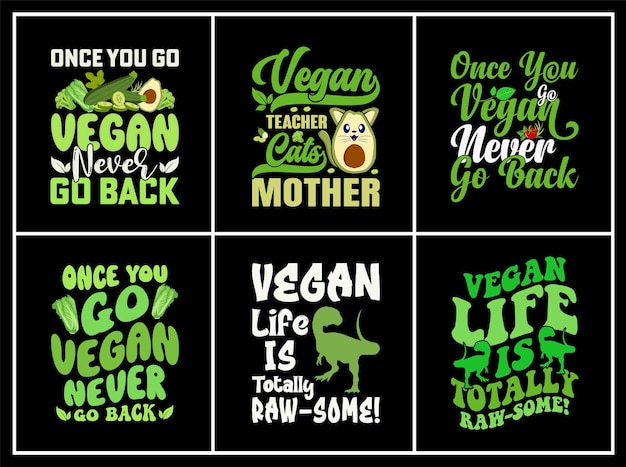 Paquete de diseño de camiseta con cita de Vegan Day