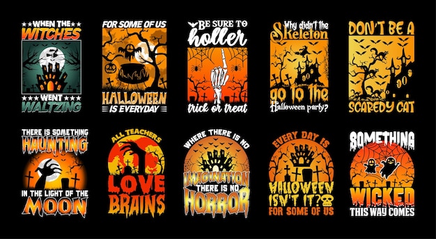 Paquete de diseño de camiseta de Halloween Citas de camiseta de Halloween sobre Halloween vintage