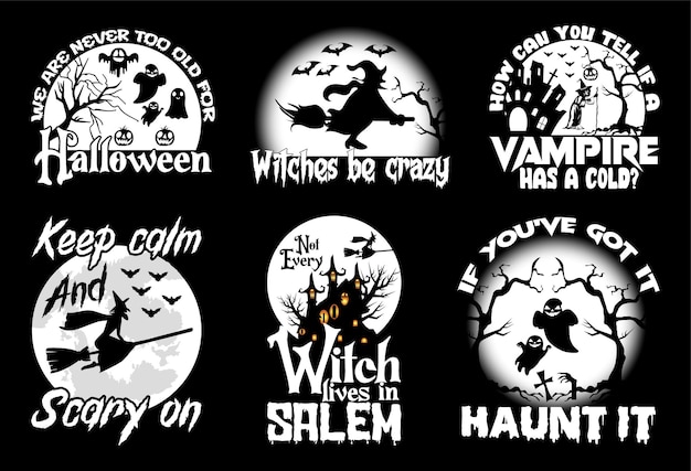 Paquete de diseño de camiseta de Halloween Citas de camiseta de Halloween sobre Halloween vintage