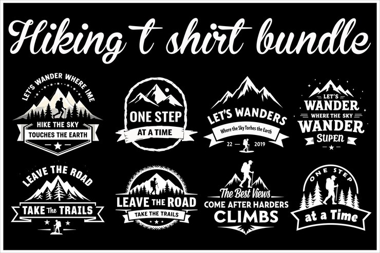 El paquete de diseño de la camiseta HIKING