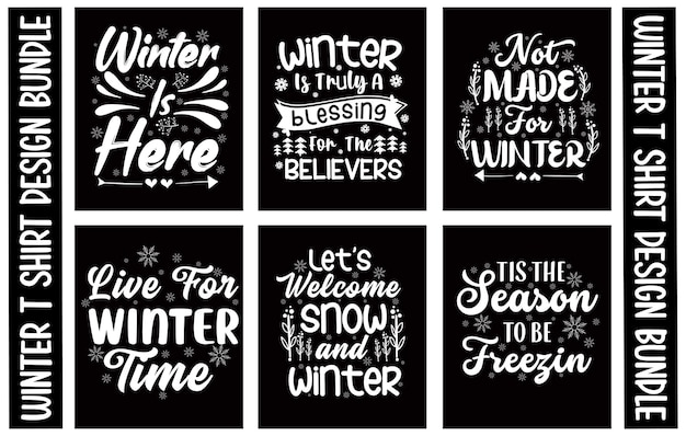 Paquete de diseño de camiseta de invierno.