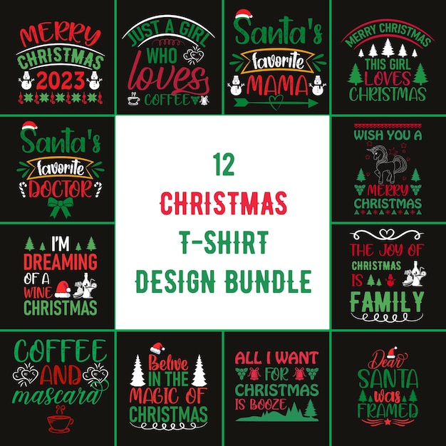 Paquete de diseño de camiseta de Navidad Paquete de diseño de camiseta de Navidad Paquete de diseño de camiseta de Navidad
