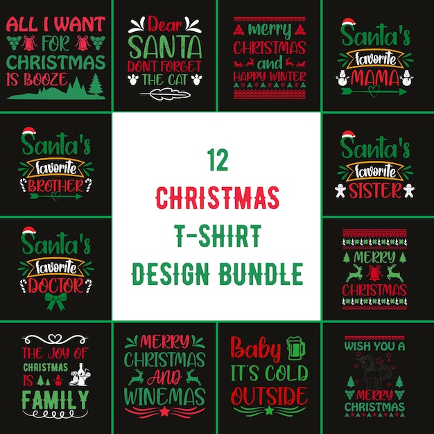 Paquete de diseño de camiseta de Navidad Paquete de diseño de camiseta de Navidad Paquete de diseño de camiseta de Navidad