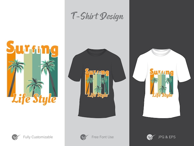 Paquete de diseño de camiseta de verano camisetas de vacaciones de playa de verano diseño de vector de camiseta de surf de verano
