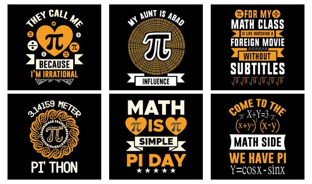 Paquete de diseño de camisetas Pi Day. camiseta pi. Diseño de camisetas de matemáticas. Pi día gráficos vectoriales