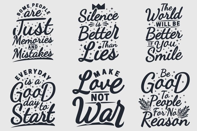 Paquete de diseño de cita de tipografía de motivación para camiseta, afiche u otra mercancía.