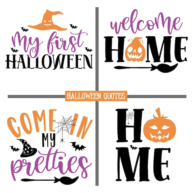 Paquete de diseño de citas de Halloween SVG, diseño de camiseta de Halloween, paquete de citas de letras de Halloween