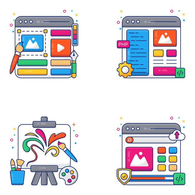 Paquete de diseño creativo de iconos planos