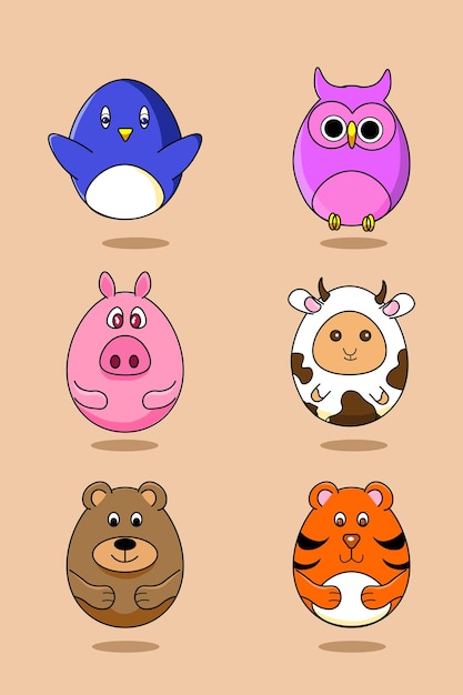 Paquete de diseño de dibujos animados de animales de personajes