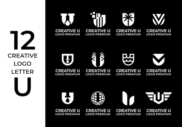 Paquete de diseño de logotipo creativo letra U