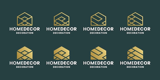 Paquete de diseño de logotipo de decoración del hogar abstracto para empresa de decoración. inmobiliaria y arquitecto