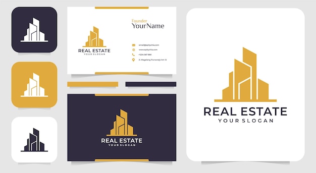 Paquete de diseño de logotipo de edificio de bienes raíces inspirador