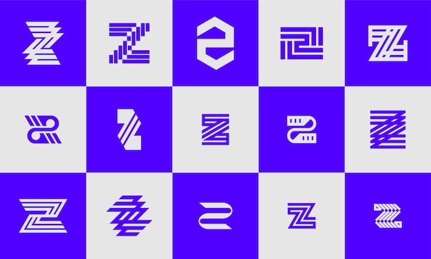 Paquete de diseño de logotipo de icono de letra Z de línea comercial moderna