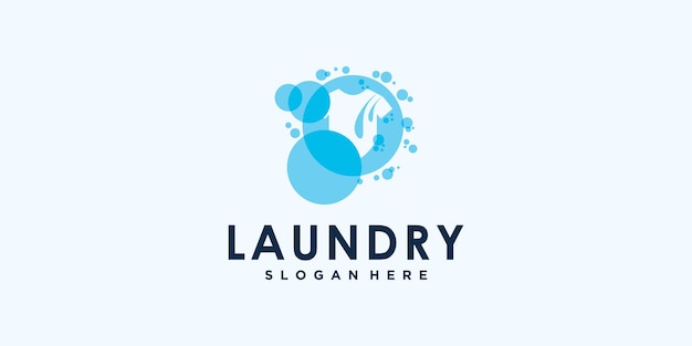 Paquete de diseño de logotipo de lavadora de lavandería con concepto único Vector Premium