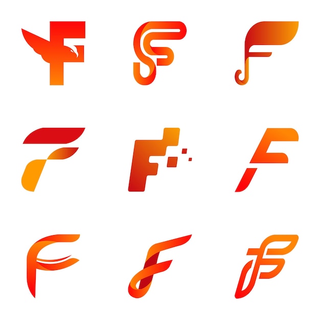 Paquete de diseño de logotipo letra F arte vectorial último logotipo de marca
