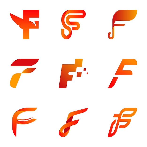 Paquete de diseño de logotipo letra F arte vectorial último logotipo de marca