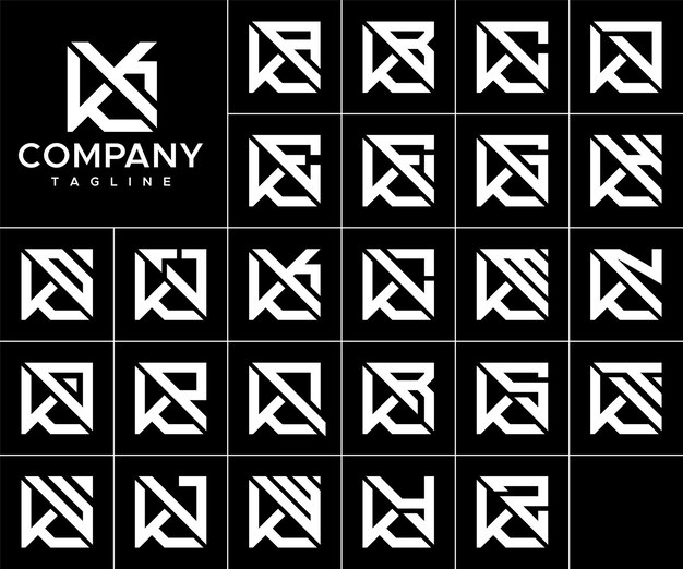 Paquete de diseño de logotipo de letra K cuadrada abstracta