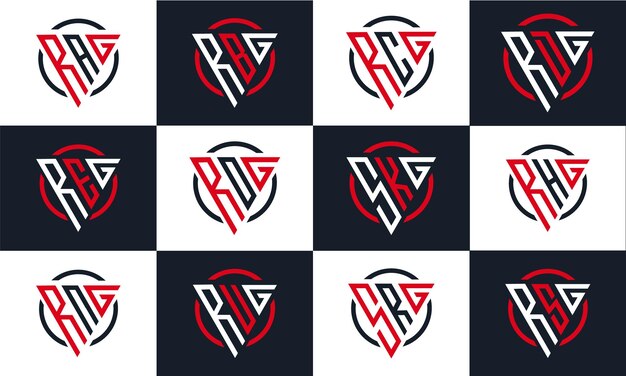 Paquete de diseño de logotipo de letra de monograma con forma de triángulo Plantilla de vector premium